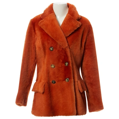 Pre-owned Gucci Orange Shearling Coat