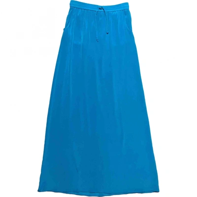 Pre-owned P.a.r.o.s.h Silk Maxi Skirt In Turquoise
