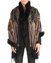 Gorski Double Face Cashmere Stole With Rex Rabbit Top/bottom In Black Paisley