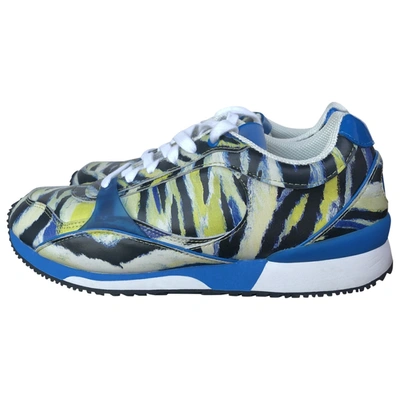 Pre-owned Just Cavalli Leather Trainers In Blue