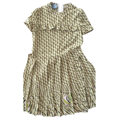 Pre-owned Prada Silk Mini Dress In Green