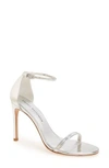 Stuart Weitzman Nudistsong Ankle Strap Sandal In Tin Glass