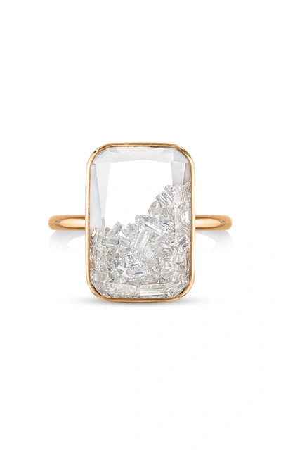 Moritz Glik 18kt Yellow Gold Rectangular Diamond Shaker Ring In White