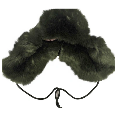 Pre-owned Charlotte Simone Green Faux Fur Hat