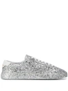 Saint Laurent Andy Glitter Low-top Sneakers In Silver