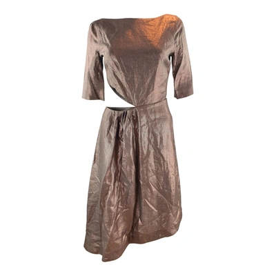Pre-owned Isa Arfen Linen Mid-length Dress In Metallic