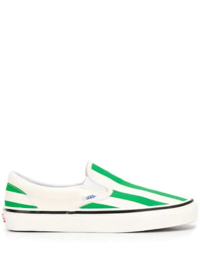 Vans Slip-on 98 Dx Anaheim Green Stripe Sneakers In White/green