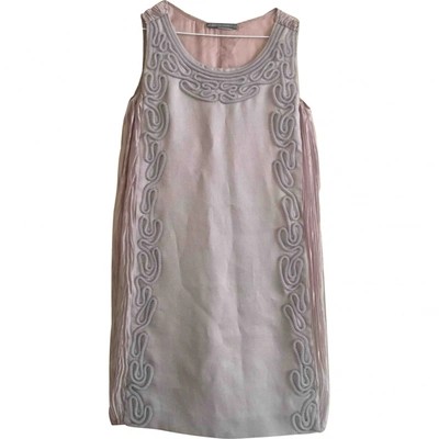Pre-owned Alberta Ferretti Silk Mid-length Dress In Ecru
