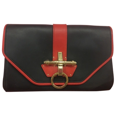 Pre-owned Givenchy Obsedia Leather Clutch Bag In Black