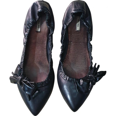 Pre-owned Miu Miu Leather Ballet Flats In Black