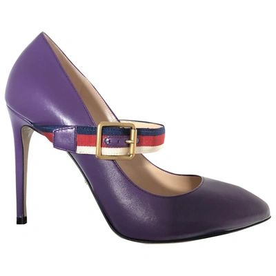 Pre-owned Gucci Sylvie Purple Leather Heels