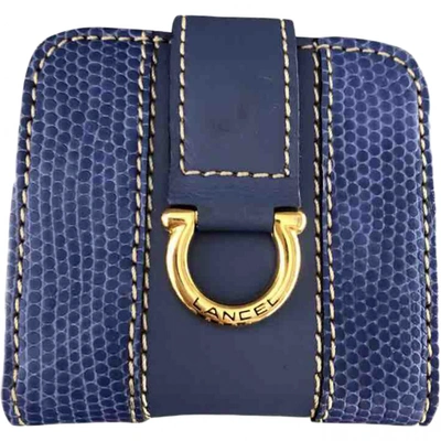 Pre-owned Lancel Elsa Sellier Leather Purse In Blue
