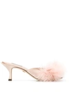 Dolce & Gabbana Keira Feather-embellished Satin Mules In Pink