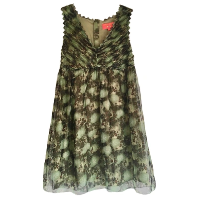 Pre-owned Manoush Silk Mini Dress In Green