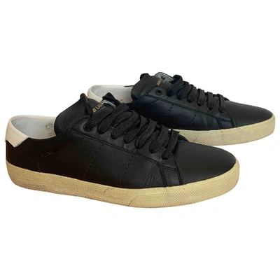 Pre-owned Saint Laurent Court Black Leather Trainers