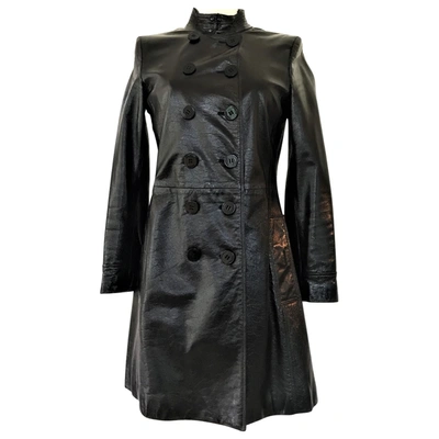 Pre-owned Burberry Leather Coat In Black