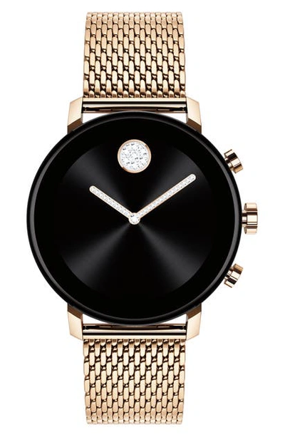 Movado Connect 2.0 Gold-tone Stainless Steel Mesh Bracelet Touchscreen Smart Watch 40mm In Carnation Gold
