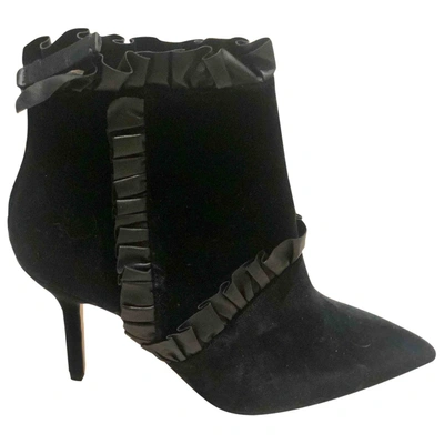 Pre-owned Christopher Kane Velvet Ankle Boots In Black