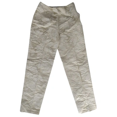 Pre-owned Alberta Ferretti Silk Trousers In Beige