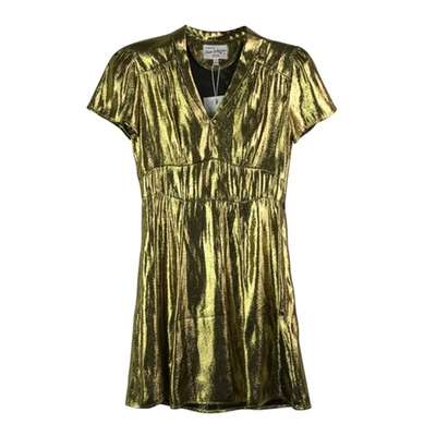 Pre-owned Hvn Silk Mini Dress In Gold