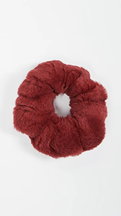 Jocelyn Sheared Rabbit Scrunchie In Red