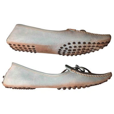 Pre-owned Tod's Gommino Flats In Turquoise