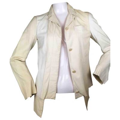 Pre-owned Helmut Lang Leather Jacket In White