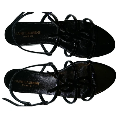 Pre-owned Saint Laurent Cassandra Black Patent Leather Sandals