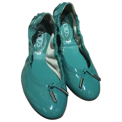 Pre-owned Tod's Patent Leather Ballet Flats In Green