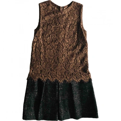 Pre-owned Dolce & Gabbana Lace Mini Dress In Brown