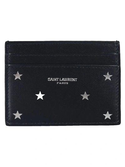Saint Laurent Star Print Card Holder In Black