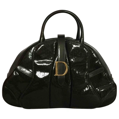 Pre-owned Dior Saddle Patent Leather Handbag In Khaki