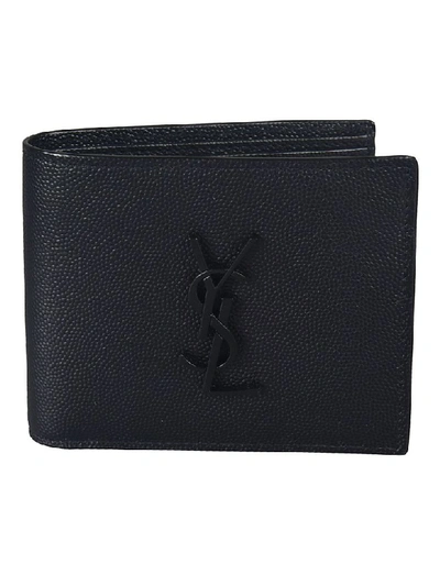 Saint Laurent Logo Plaque Wallet In Black