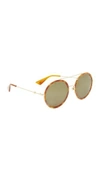 Gucci Urban Web Block Round Aviator Sunglasses In Gold