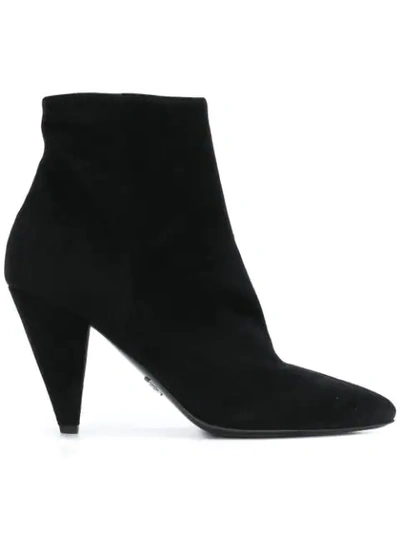 Prada Pointed Ankle Boots In F0002