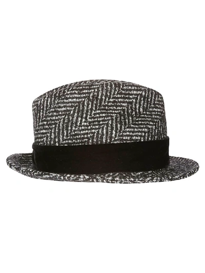Dolce & Gabbana Striped Trilby Hat In Grey
