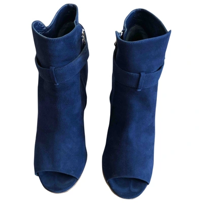 Pre-owned Miu Miu Open Toe Boots In Blue