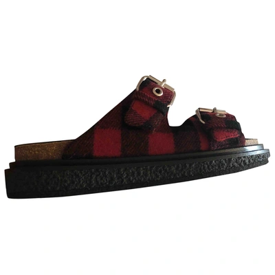 Pre-owned Isabel Marant Lenny Tweed Mules In Red