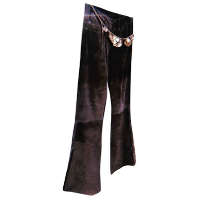Pre-owned Iceberg Leather Trousers In Brown
