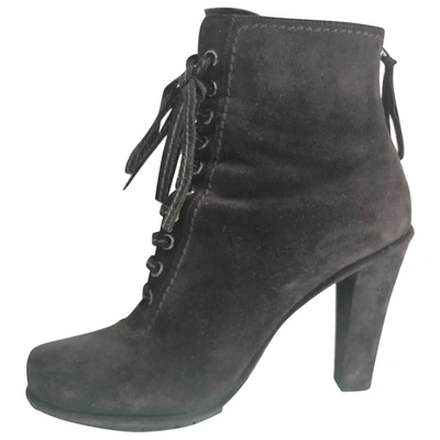 Pre-owned Miu Miu Lace Up Boots In Anthracite