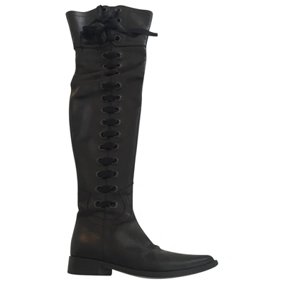 Pre-owned Clyde Leather Boots In Black