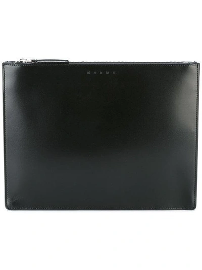 Marni Large Zip Clutch In Black