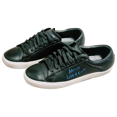 Pre-owned Saint Laurent Court Black Leather Trainers