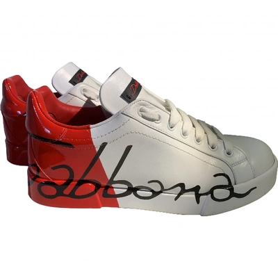 Pre-owned Dolce & Gabbana White Leather Trainers
