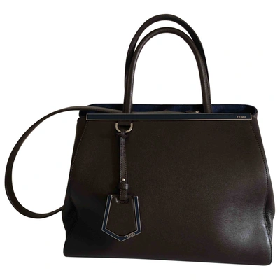 Pre-owned Fendi 2jours Leather Handbag In Brown