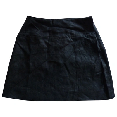 Pre-owned Tara Jarmon Linen Mini Skirt In Black