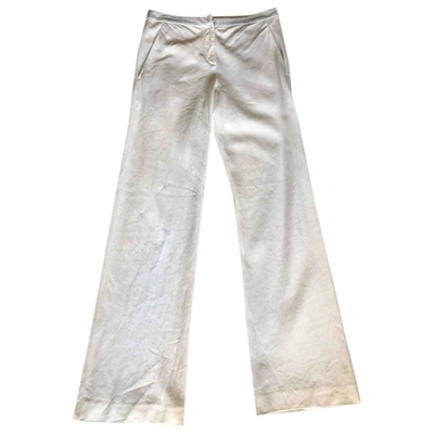Pre-owned Brunello Cucinelli Linen Straight Trousers In White
