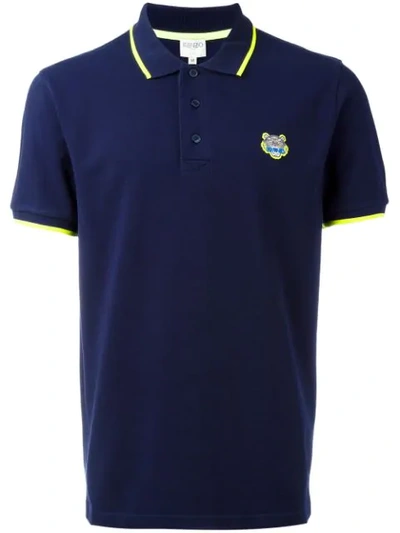 Kenzo Mini Tiger Polo Shirt In Blue