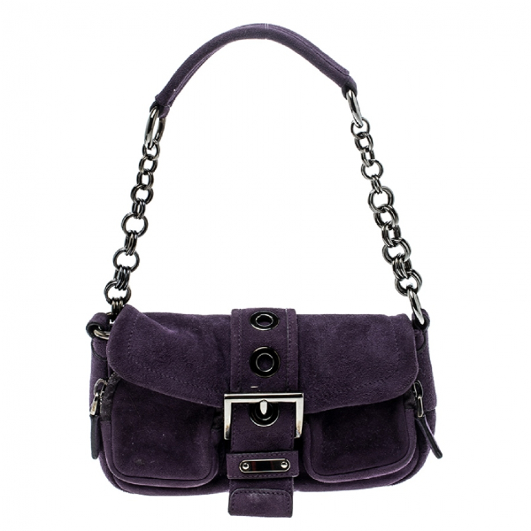 Pre-Owned Prada Purple Suede Handbag | ModeSens