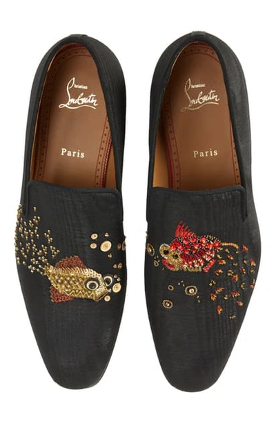 Christian Louboutin Aqualac Beaded Loafer In Black